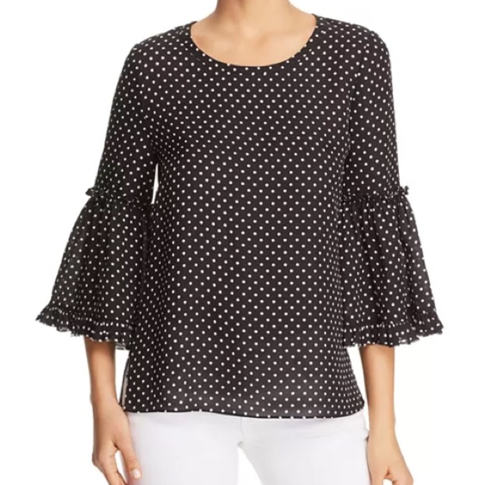 Kobi Halperin Kalea Polka-Dot Bell-Sleeve Blouse size XS